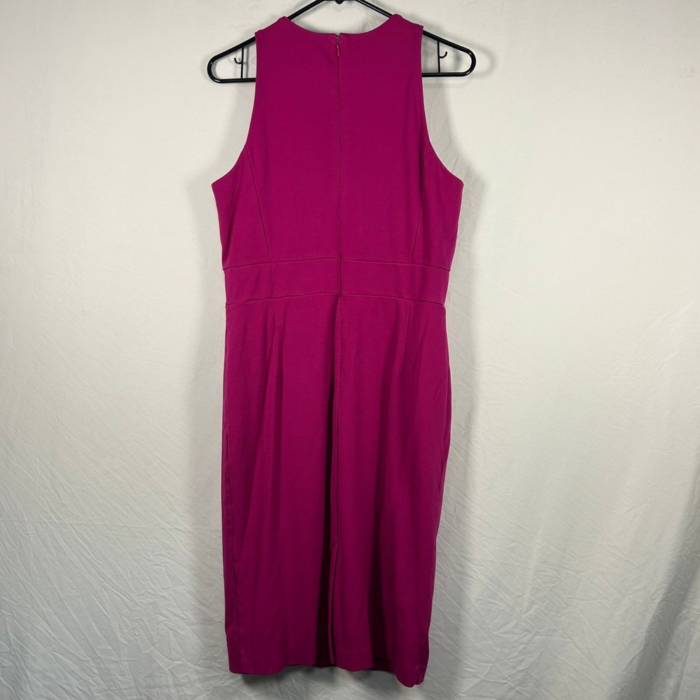 Ann Taylor Sheath Dress Womens 10 Magenta Pink Sleeveless High Neck Textured - Picture 3 of 3